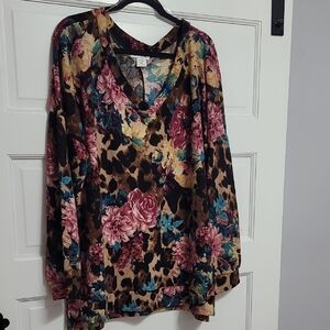 Floral Colorful 3X Casual Top SPLA Women's V-Neck Sweater Animal PRINT PRETTY